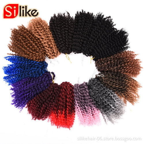 8inch Marlybob Crochet 3pcs/pack Afro Kinky Curly Hair Crochet Braids Curly Wave Ombre Braiding Hair Synthetic Hair Extension